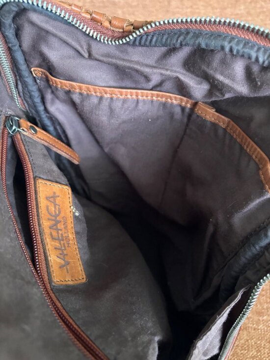 Vilenca Holland Emilia Woven Genuine Leather Woven Backpack Cognac Brown main image 6